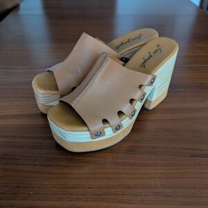 Free People Cassis Platform Clog Brown Sandal Size 39.5 Pre Owned